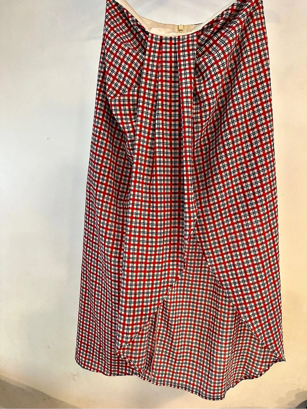 C/Meo Collective Plaid Midi Skirt in Red & White Size Small